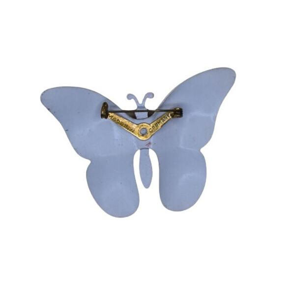 1980s Red Blue Cream Enamel Vintage Butterfly Figural Brooch Pin Made W Germany - Picture 2 of 4